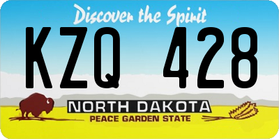 ND license plate KZQ428