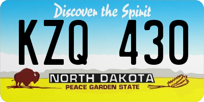 ND license plate KZQ430