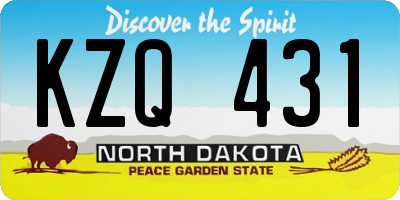 ND license plate KZQ431