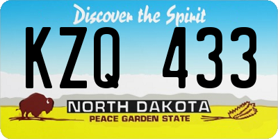 ND license plate KZQ433