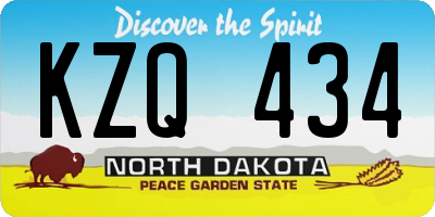 ND license plate KZQ434