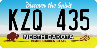 ND license plate KZQ435