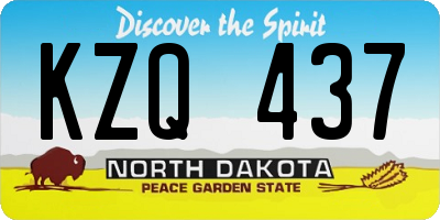 ND license plate KZQ437