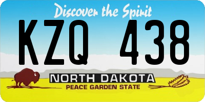 ND license plate KZQ438
