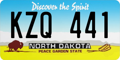 ND license plate KZQ441