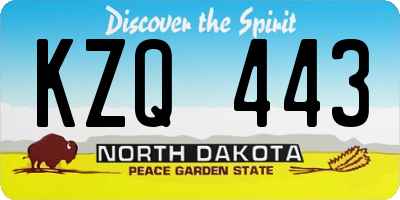 ND license plate KZQ443