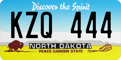 ND license plate KZQ444