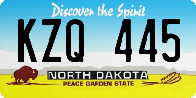 ND license plate KZQ445