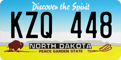 ND license plate KZQ448