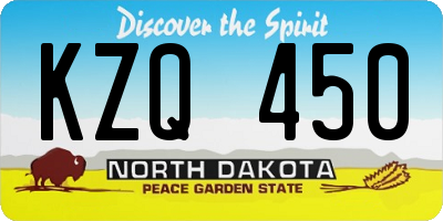 ND license plate KZQ450