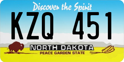 ND license plate KZQ451