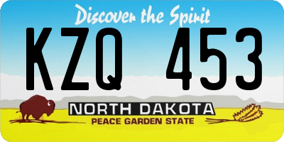 ND license plate KZQ453