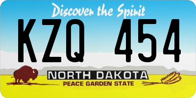 ND license plate KZQ454