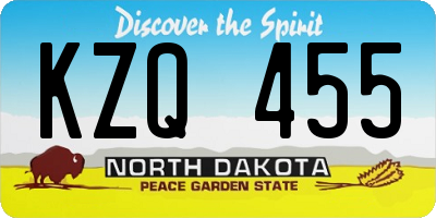 ND license plate KZQ455