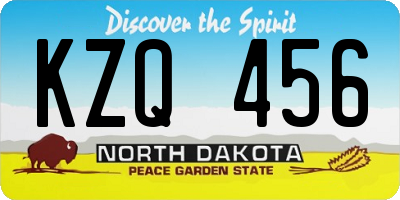 ND license plate KZQ456