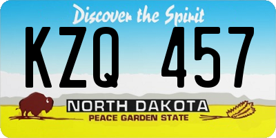 ND license plate KZQ457