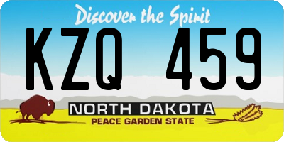 ND license plate KZQ459