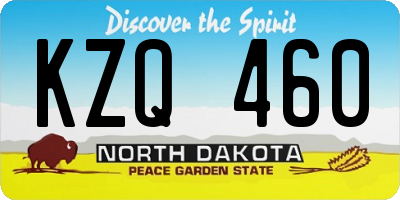 ND license plate KZQ460