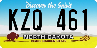 ND license plate KZQ461
