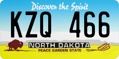 ND license plate KZQ466