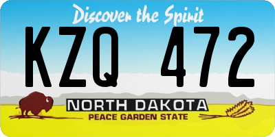ND license plate KZQ472