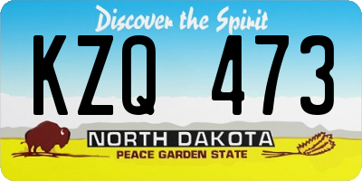 ND license plate KZQ473