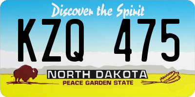 ND license plate KZQ475