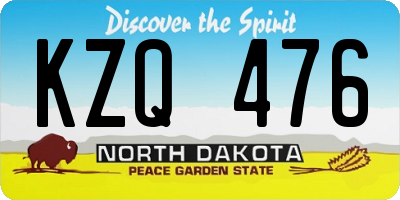 ND license plate KZQ476