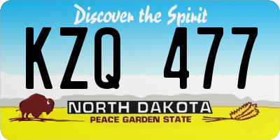 ND license plate KZQ477