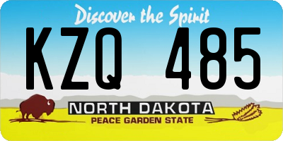 ND license plate KZQ485