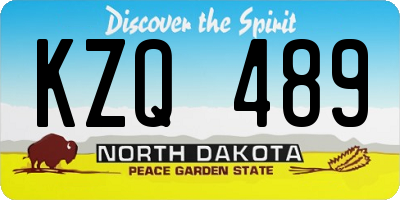 ND license plate KZQ489