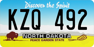 ND license plate KZQ492