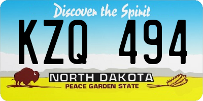 ND license plate KZQ494