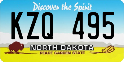 ND license plate KZQ495