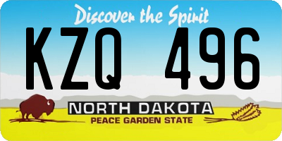 ND license plate KZQ496