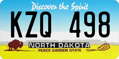 ND license plate KZQ498