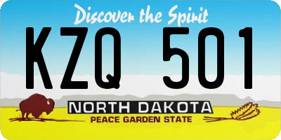 ND license plate KZQ501