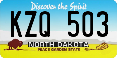 ND license plate KZQ503