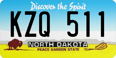 ND license plate KZQ511