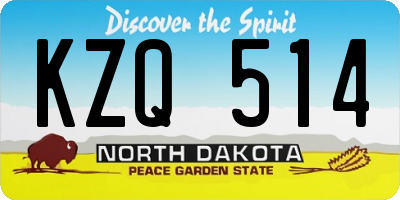 ND license plate KZQ514