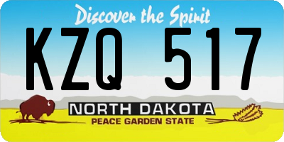 ND license plate KZQ517
