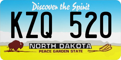 ND license plate KZQ520