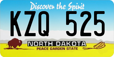 ND license plate KZQ525