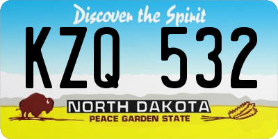 ND license plate KZQ532