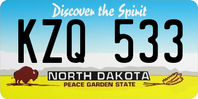 ND license plate KZQ533