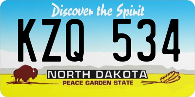 ND license plate KZQ534