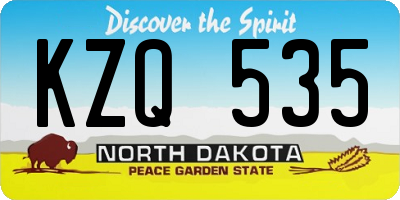 ND license plate KZQ535
