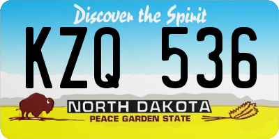 ND license plate KZQ536