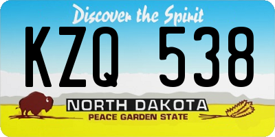 ND license plate KZQ538