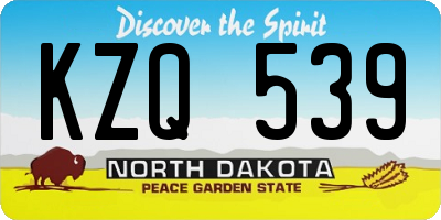 ND license plate KZQ539